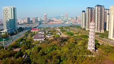 4k航拍广州水博苑古风公园视频的预览图